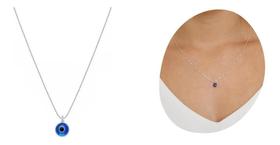 Colar Curtinho 45Cm + Olho Grego Sorte Benção Prata 925 Colar Curtinho 45Cm + Olho Grego Sorte Benção Prata 925