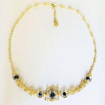 Colar Curto Alexandra - Cristais Cinza Chumbo - Banhado a Ouro 18k Colar Curto Alexandra - Cristais Cinza Chumbo - Banhado a Ouro 18k