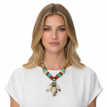 Colar curto cheio em resinas e cristais variadas, ZAMAC, ABS CX9639