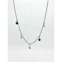 Colar Curto com Pingente de Estrelas Fechadas Aço e Inox Colar Curto com Pingente de Estrelas Fechadas Aço e Inox