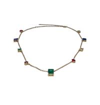 Colar Curto Cristais Retangulares Cores Cristal Verde Meio