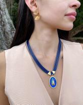 Colar Curto Nossa Senhora Azul Marinho - Acessório Artesanal Colar Curto Nossa Senhora Azul Marinho - Acessório Artesanal