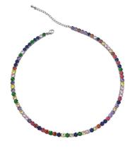 Colar curto riviera colorida maleável banhada a ródio branco - 35 cm + 5 cm extensor