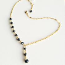 Colar Curto Teodora - Cristais Cinza Chumbo - Banhado a Ouro 18k Colar Curto Teodora - Cristais Cinza Chumbo - Banhado a Ouro 18k