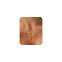 Colar DAILI Camada com Pingentes de Concha e Estrela-do-mar Banhado a Ouro 14k