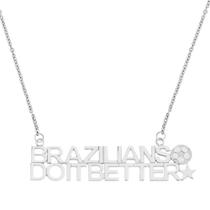 Colar de Aço da Copa Brazilians Do It Better com Bola e Estrela 45cm