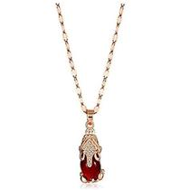 Colar de aço de titânio Red Little Micro-incrustado Hao Stone Nich Clavicle