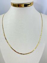 Colar de Aço Inox com Corrente Diamantada Dourado Antialérgico - 60cm com Fecho Gaveta