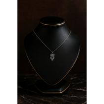 Colar de aço inoxidável com pingente de coruja cravejada Colar de aço inoxidável com pingente de coruja cravejada