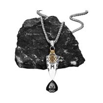 Colar De Aço Inoxidável Dourado Com Ponta De Flecha Gungnir De Odin Para Homens, Pingente De Runas
