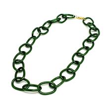 Colar de alumínio corrente com elos verdes 50 cm e fecho Colar de alumínio corrente com elos verdes 50 cm e fecho