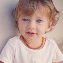 Colar de Âmbar Báltico Mel Escuro Não Polido para Bebê