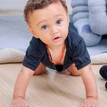 Colar de Âmbar Báltico Mel Escuro Polido para Bebê