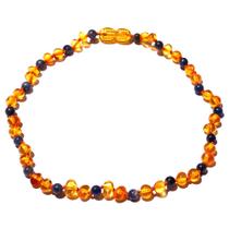Colar de Âmbar Báltico Mel Polido com Sodalita Polida para Bebê