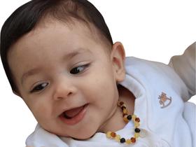 Colar de Âmbar Báltico Misto Não Polido para Bebê