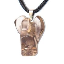 Colar de Anjo Fumê Pedra Cristal Natural Montado em Prateado