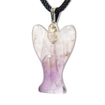 Colar de Anjo Pedra Ametista Lilás Montagem em Prateado Colar de Anjo Pedra Ametista Lilás Montagem em Prateado