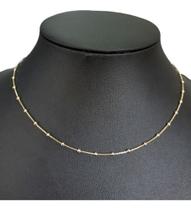 Colar De Bolinhas F. Ouro 18k Dourado Semi Joia 60 Cm