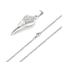 Colar De Bruxa Wicca Cranio De Corvo Passaro Gotico bico esqueleto prata prateado masculino