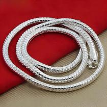 Colar De Cadeia De Cobra Em Prata Esterlina 925 De 3mm, 16-30 Polegadas, Para Mulheres E Homens,
