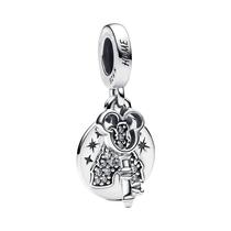 Colar De Cadeia De Segurança Mickey Minnie De 45cm Em Prata 925 Para Mulheres, Clip DIY Para