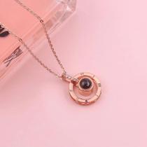 Colar de casal com Pingente rosa ouro De Eu Te Amo Colar de casal com Pingente rosa ouro De Eu Te Amo