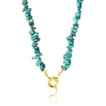 Colar de Cascalho de Turquesas com fecho boia grande em semijoia
