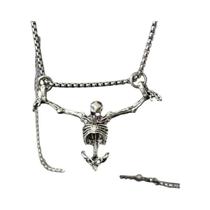 Colar De Caveira Estilo Punk Gótico De Halloween Com Corrente De Aço Inoxidável Presente Criativo E