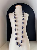 Colar de cesta 70cm- ágata azul