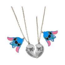 Colar De Coração Em Aço Inoxidável Lilo & Stitch 2 Peças Acessório De Joias Para Melhores Amigos