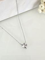 Colar de Coração em Cristal Zircônia Prata 925 com Banho de Ródio - 40cm + Extensor