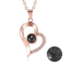 Colar De Coração Eu Te Amo Projeção Em 100 Idiomas Rose Gold