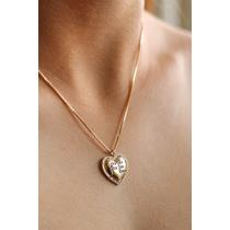 Colar de Coração Fé Semi Joia Banhado Ouro 18k Presente Ideal