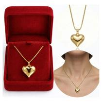 Colar De Coração Folheado A Ouro 18k Corrente Veneziana 45cm dia das mães namorados Colar De Coração Folheado A Ouro 18k Corrente Veneziana 45cm dia das mães namorados