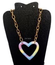 Colar de coração vazado feminino moda lindo