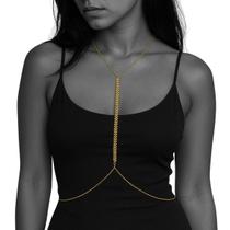 Colar de Corpo Corrente Dourada com Detalhe em Folhas Colar de Corpo Corrente Dourada com Detalhe em Folhas