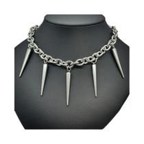 Colar De Corrente Com Espinhos Grandes Estilo Gótico Punk Unissex Em Aço Inoxidável Acessório De