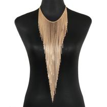 Colar de corrente corporal Gold Tassel Waterfall Fringe para mulheres Colar de corrente corporal Gold Tassel Waterfall Fringe para mulheres