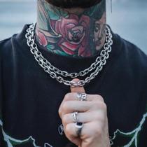 Colar De Corrente De Elos Grossos De 8mm Em Aço Inoxidável, Joias Punk Góticas Para Homens