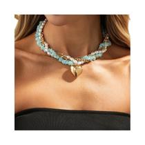 Colar De Corrente De Pérolas Imitadas Romântico Y2K Para Mulheres, Pingente De Coração Boho, Choker