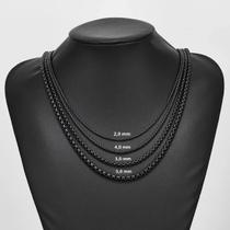 Colar De Corrente Elo Cubano Preto 2mm 3mm 4mm 5mm Aço Inoxidável Joia Clássica Para Homens E