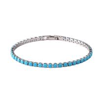 Colar De Corrente Tennis Com Zircônia Azul Turquesa 3mm Iced out Choker Cor Dourada Para Mulheres E