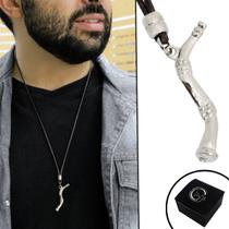 Colar de Couro Ajustável Country Berrante Rústico