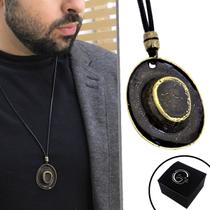 Colar de Couro Ajustável Country Chapéu Cavalo Colar de Couro Ajustável Country Chapéu Cavalo