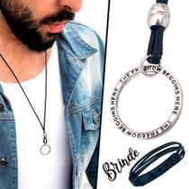 Colar de Couro Ajustável Tradicional Circulo Freedom