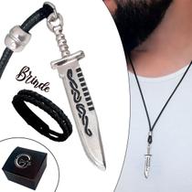 Colar de Couro Ajustável Tradicional Faca Sobrenatural