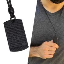 Colar de Couro Ajustável Tradicional Placa 10 Mandamentos All Black Colar de Couro Ajustável Tradicional Placa 10 Mandamentos All Black
