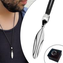 Colar de Couro Ajustável Tradicional Prancha de Surf Surfista Maresia