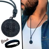 Colar de Couro Ajustável Tradicional São Bento All Black Colar de Couro Ajustável Tradicional São Bento All Black