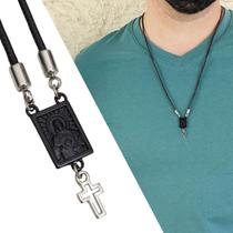 Colar de Couro com Prolongador Escapulário Cruz Colar de Couro com Prolongador Escapulário Cruz